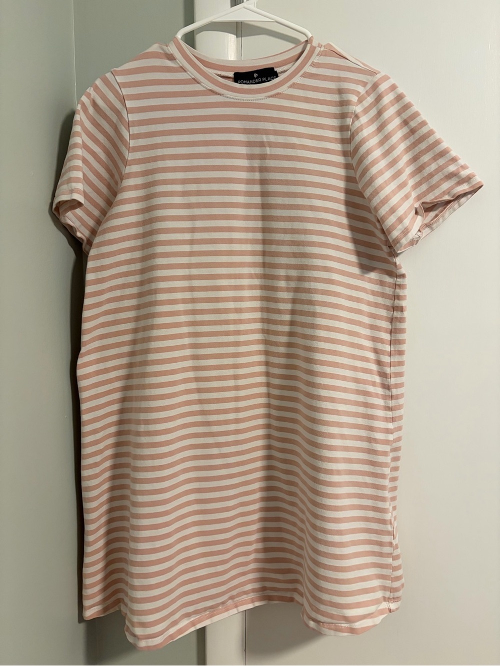 Tuckernuck Pomander Place Blush Pink and White Striped Tee Shift Dress